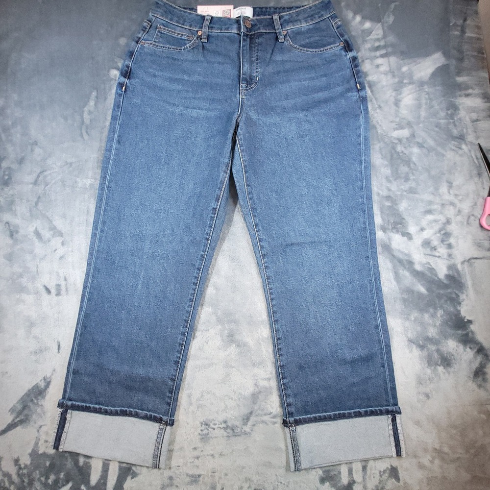 NWT Edited x Hunter McGrady Women‎ Cuffed Wide Leg Jeans Dark Wash Size 8 ER1011